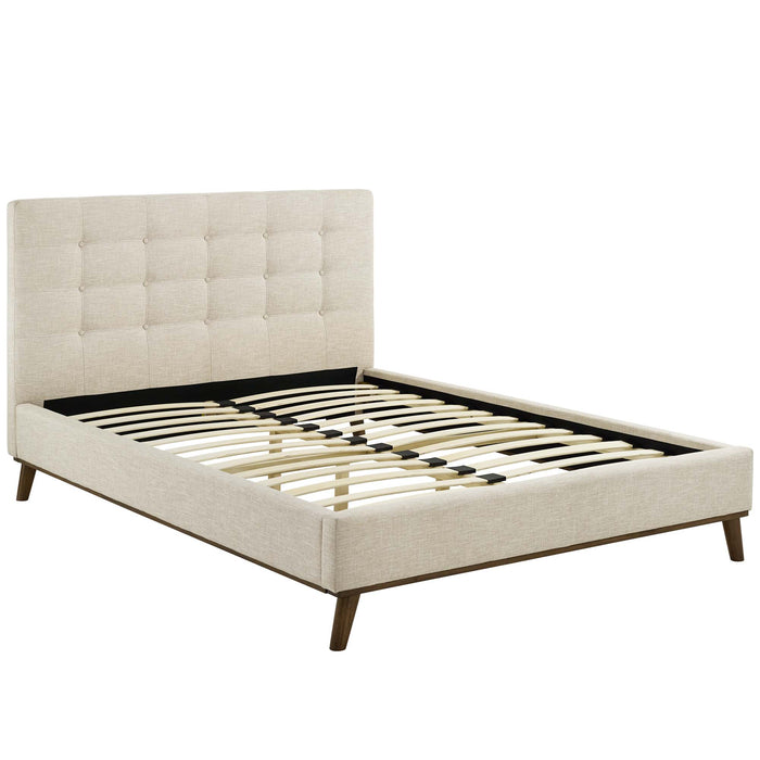 McKenzie Queen Biscuit Tufted Upholstered Fabric Platform Bed