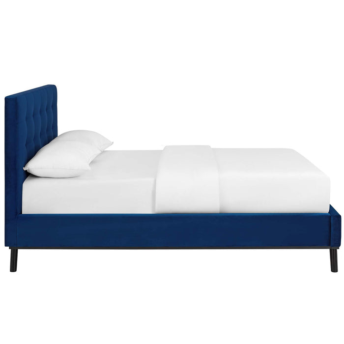 McKenzie Queen Biscuit Tufted Performance Velvet Platform Bed