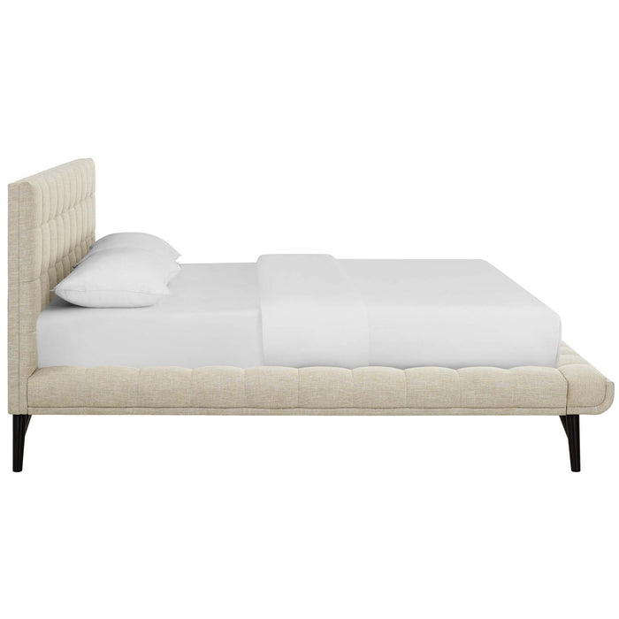 Julia Queen Biscuit Tufted Upholstered Fabric Platform Bed