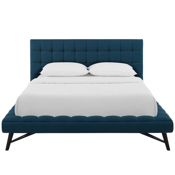 Julia Queen Biscuit Tufted Upholstered Fabric Platform Bed