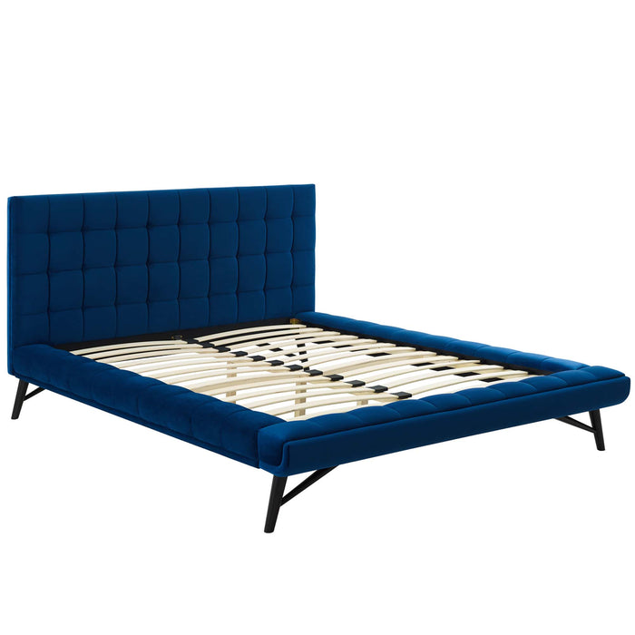 Julia Queen Biscuit Tufted Performance Velvet Platform Bed