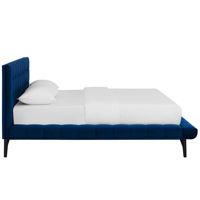 Julia Queen Biscuit Tufted Performance Velvet Platform Bed