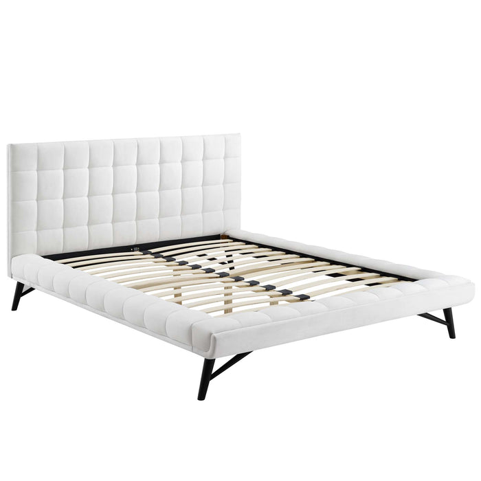 Julia Queen Biscuit Tufted Performance Velvet Platform Bed