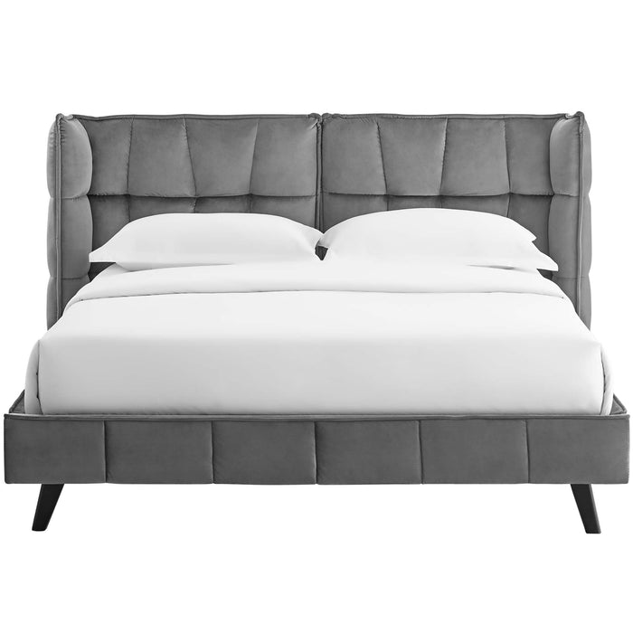 Makenna Queen Performance Velvet Platform Bed