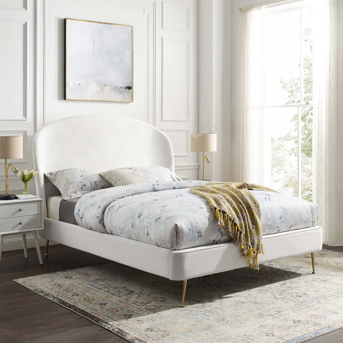 Mira Upholstered Performance Velvet Queen Platform Bed