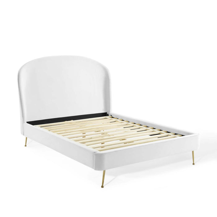 Mira Upholstered Performance Velvet Queen Platform Bed