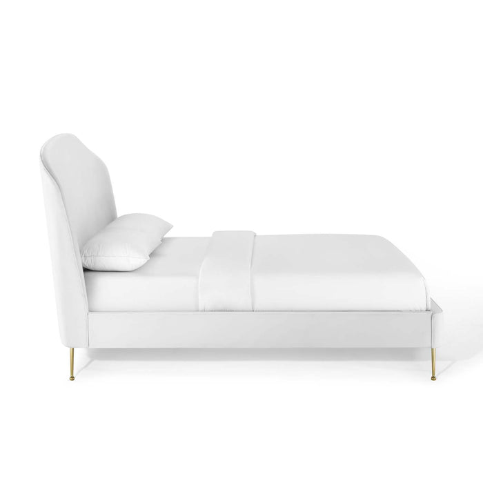 Mira Upholstered Performance Velvet Queen Platform Bed