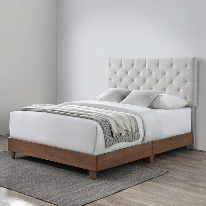 Rhiannon Diamond Tufted Upholstered Fabric Queen Bed