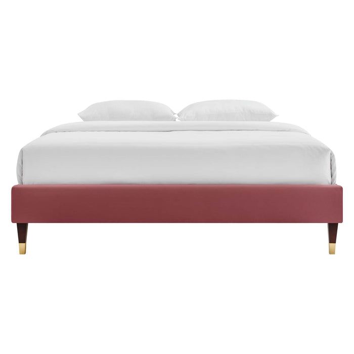 Harlow Twin Performance Velvet Platform Bed Frame