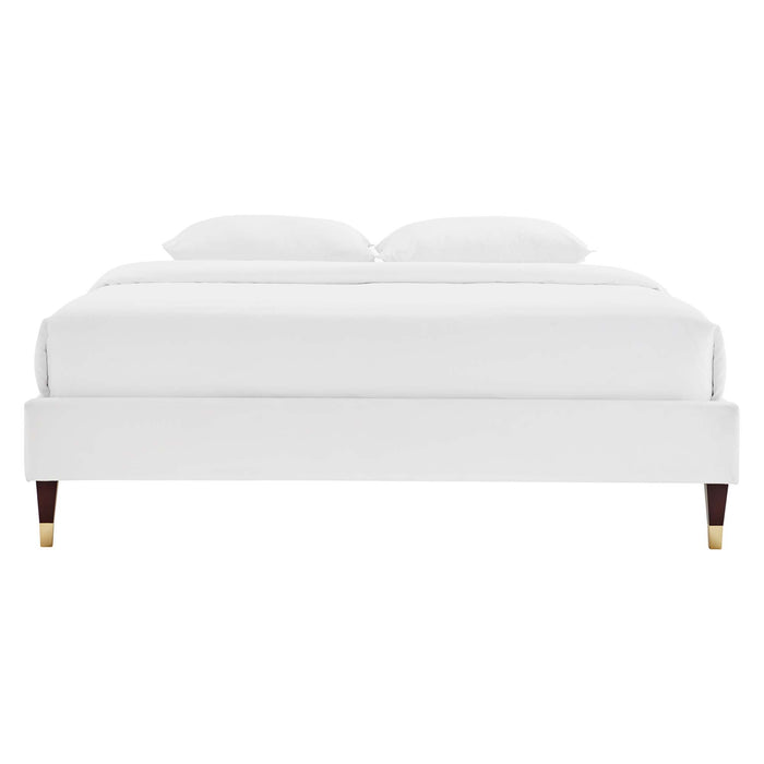 Harlow Twin Performance Velvet Platform Bed Frame