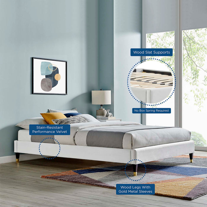 Harlow Full Performance Velvet Platform Bed Frame