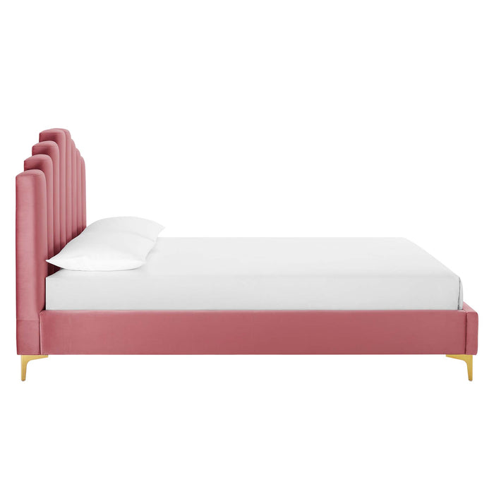 Olivia Queen Performance Velvet Platform Bed