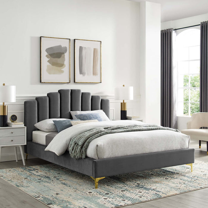 Olivia Queen Performance Velvet Platform Bed