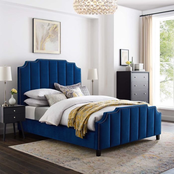 Lucille Queen Performance Velvet Platform Bed