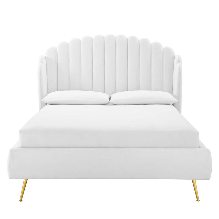 Lana Queen Performance Velvet Wingback Platform Bed