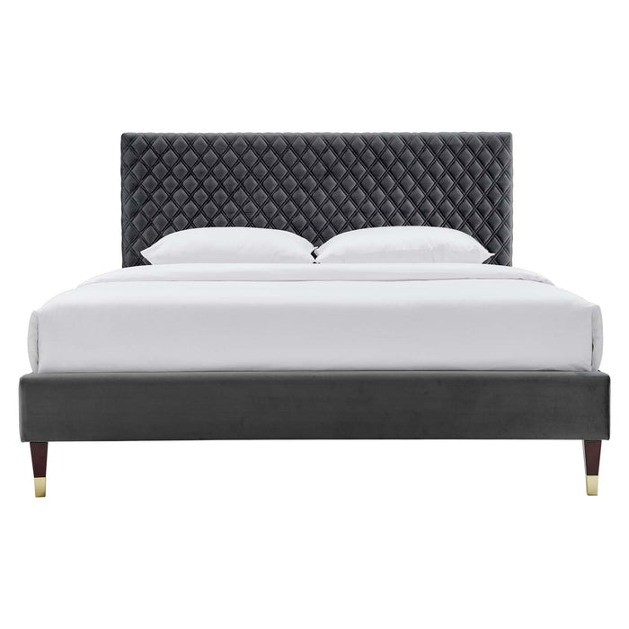 Garcelle Performance Velvet Queen Platform Bed