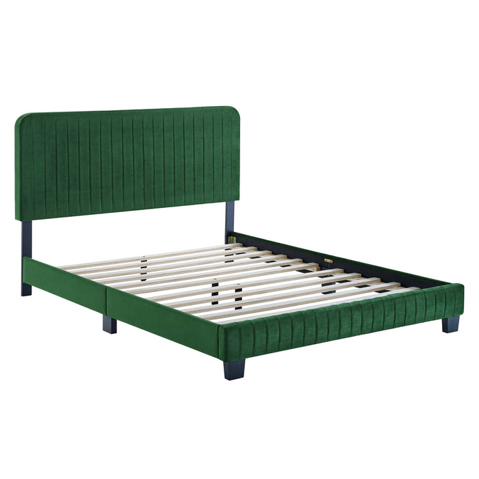 Celine Channel Tufted Performance Velvet King Platform Bed