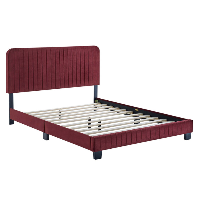 Celine Channel Tufted Performance Velvet King Platform Bed