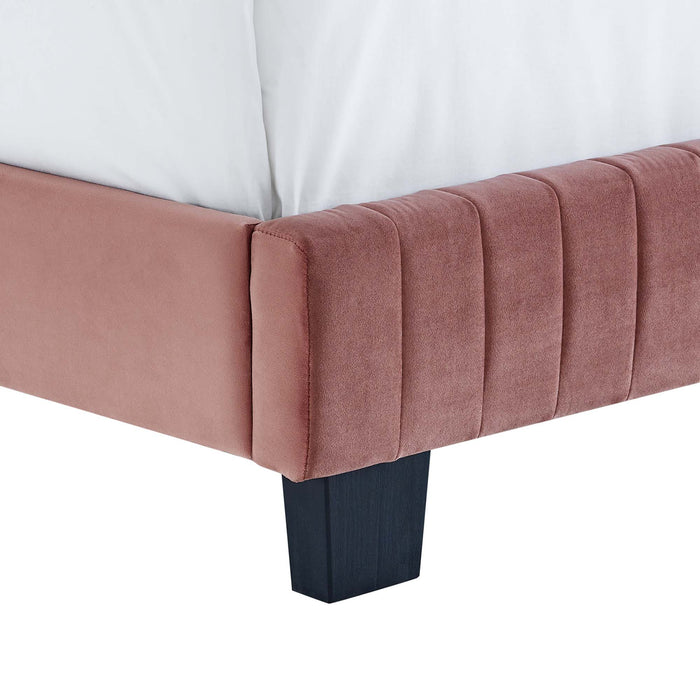 Celine Channel Tufted Performance Velvet Queen Platform Bed