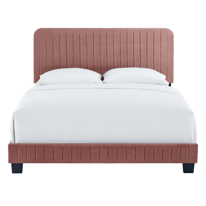 Celine Channel Tufted Performance Velvet Queen Platform Bed