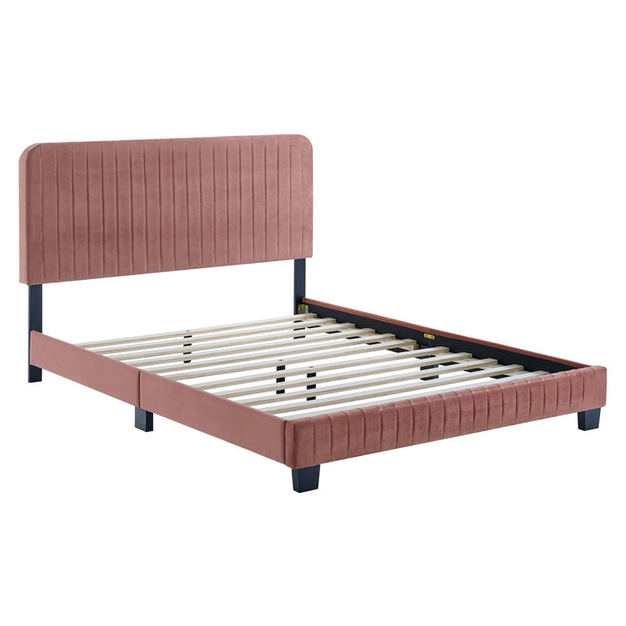 Celine Channel Tufted Performance Velvet Full Platform Bed