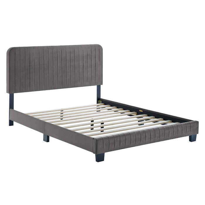 Celine Channel Tufted Performance Velvet Full Platform Bed