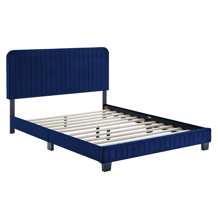 Celine Channel Tufted Performance Velvet Full Platform Bed