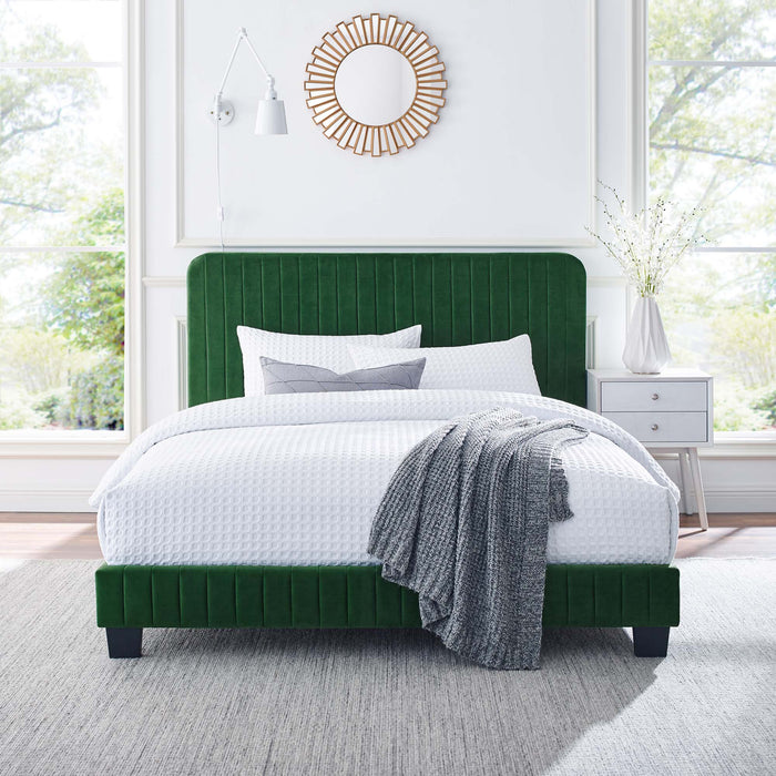 Celine Channel Tufted Performance Velvet Twin Platform Bed