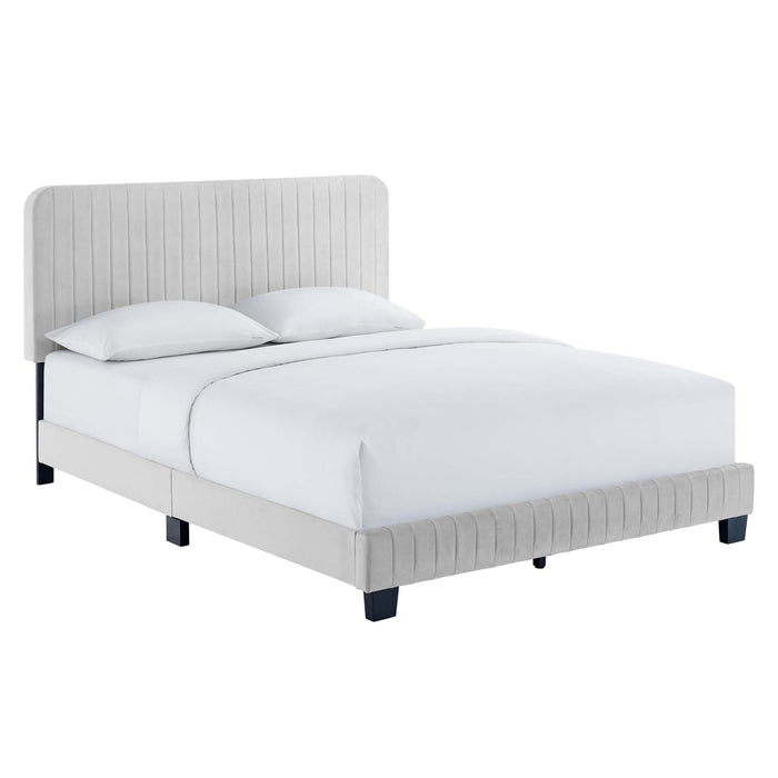 Celine Channel Tufted Performance Velvet Twin Platform Bed