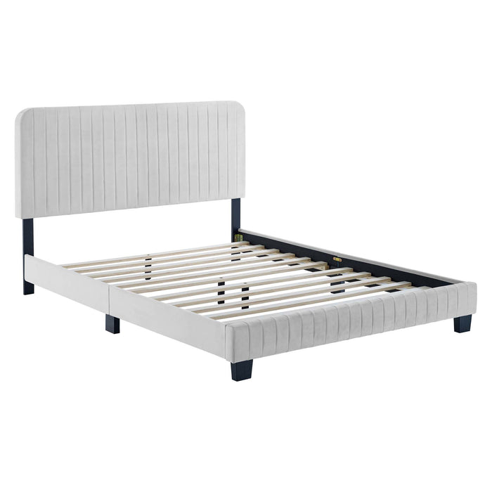 Celine Channel Tufted Performance Velvet Twin Platform Bed