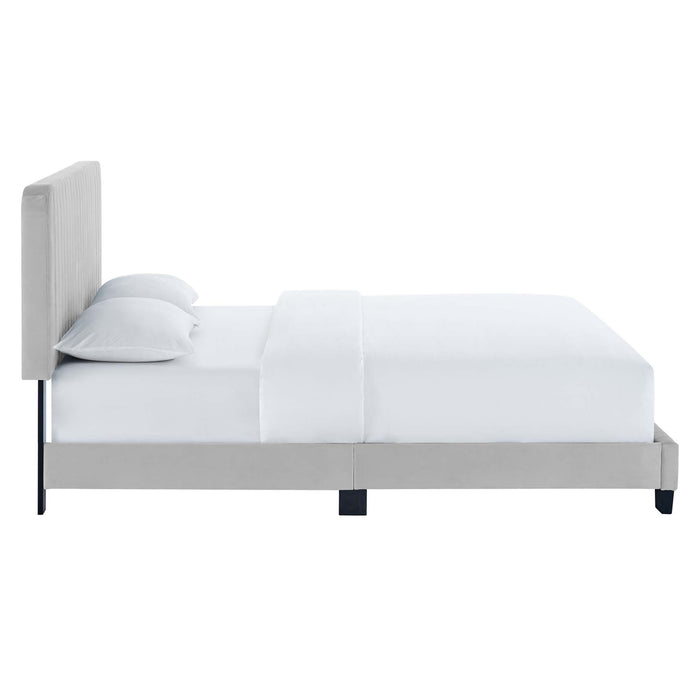 Celine Channel Tufted Performance Velvet Twin Platform Bed