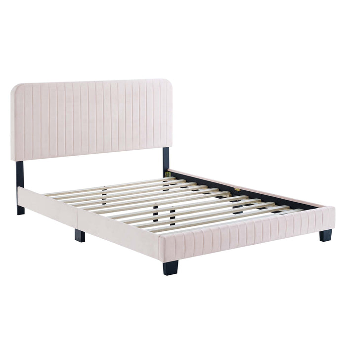 Celine Channel Tufted Performance Velvet Twin Platform Bed