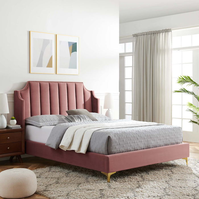 Daniella Performance Velvet Queen Platform Bed