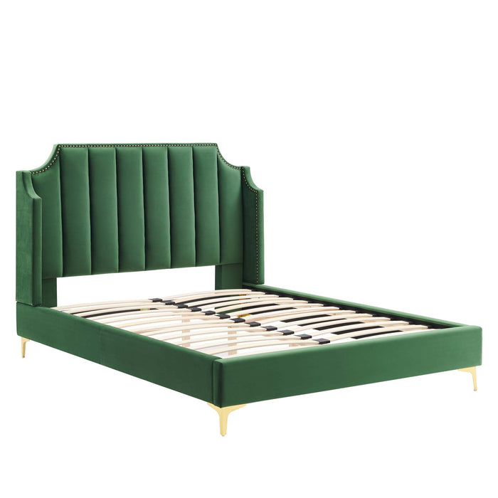 Daniella Performance Velvet Queen Platform Bed