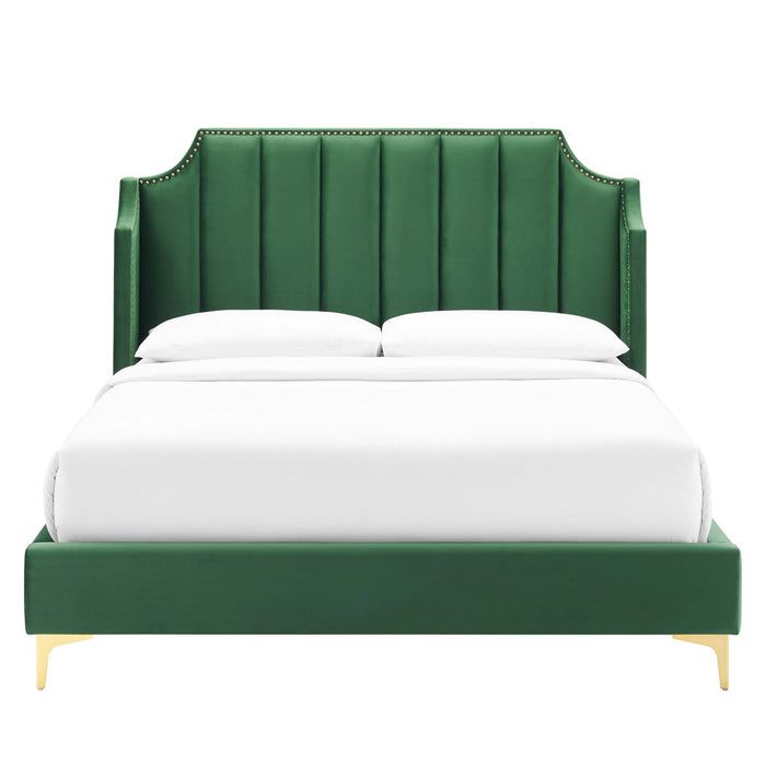 Daniella Performance Velvet Queen Platform Bed