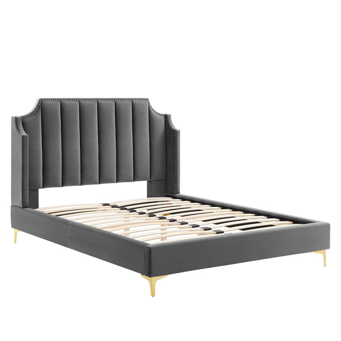 Daniella Performance Velvet Queen Platform Bed