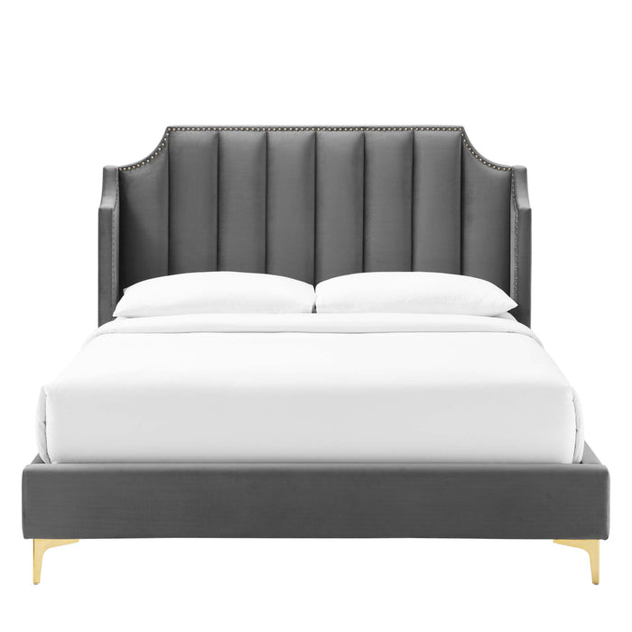 Daniella Performance Velvet Queen Platform Bed