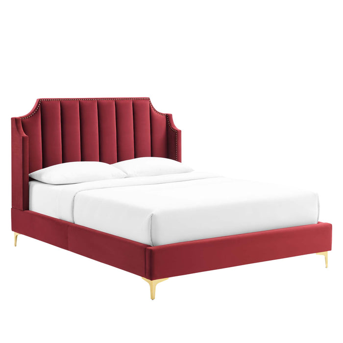 Daniella Performance Velvet Queen Platform Bed