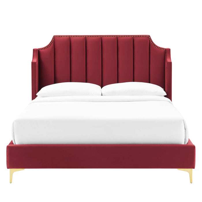 Daniella Performance Velvet Queen Platform Bed