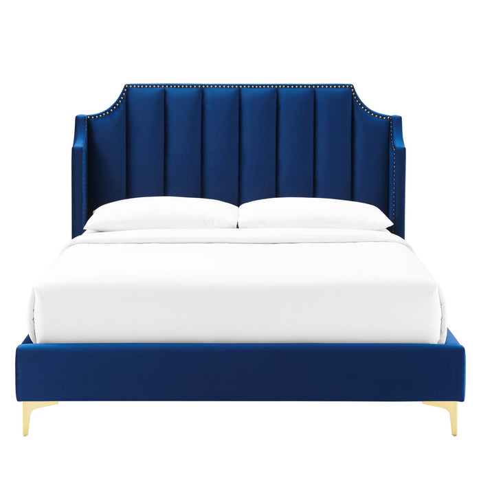 Daniella Performance Velvet Queen Platform Bed