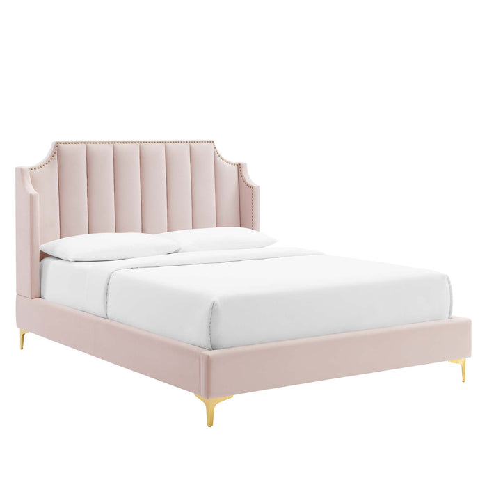 Daniella Performance Velvet Queen Platform Bed