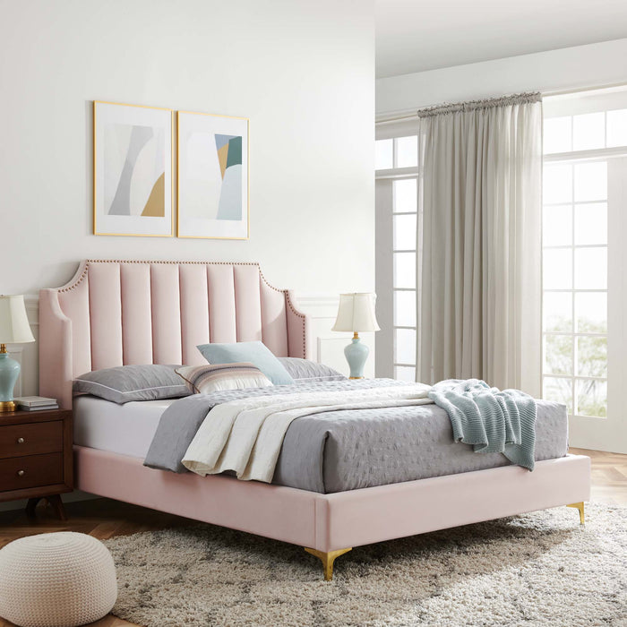 Daniella Performance Velvet Queen Platform Bed