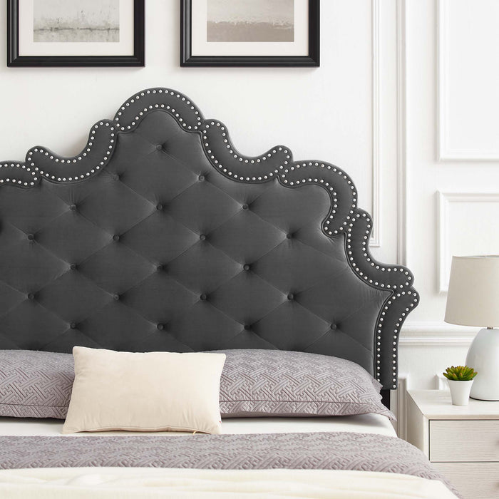 Arabella Button-Tufted Performance Velvet Twin Headboard