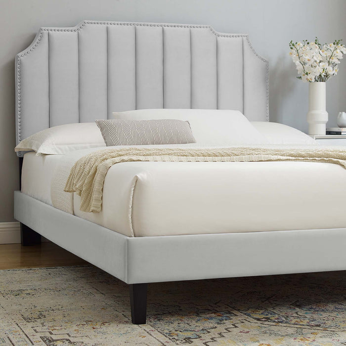 Colette Queen Performance Velvet Platform Bed