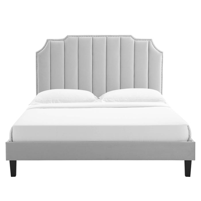 Colette Queen Performance Velvet Platform Bed