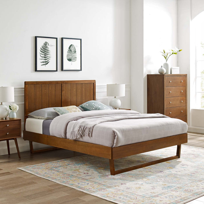 Alana Full Wood Platform Bed With Angular Frame