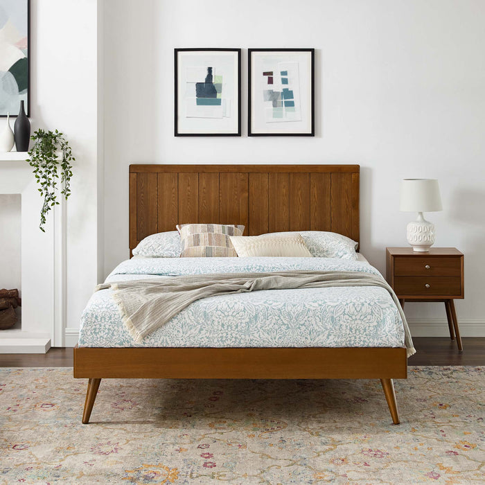 Alana Full Wood Platform Bed With Splayed Legs