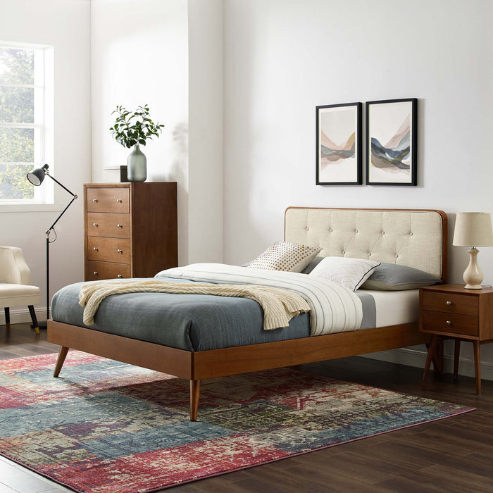 Bridgette Full Wood Platform Bed With Splayed Legs