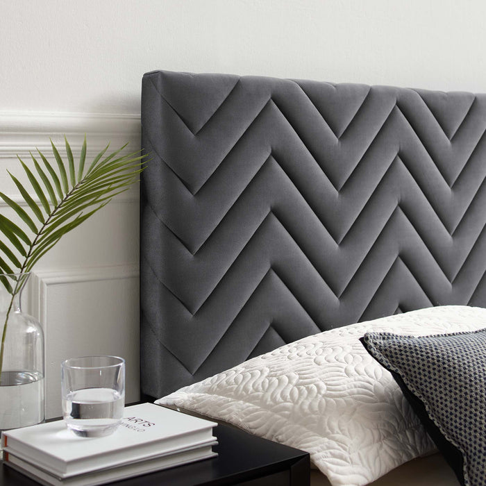 Mercy Chevron Tufted Performance Velvet King/California King Headboard