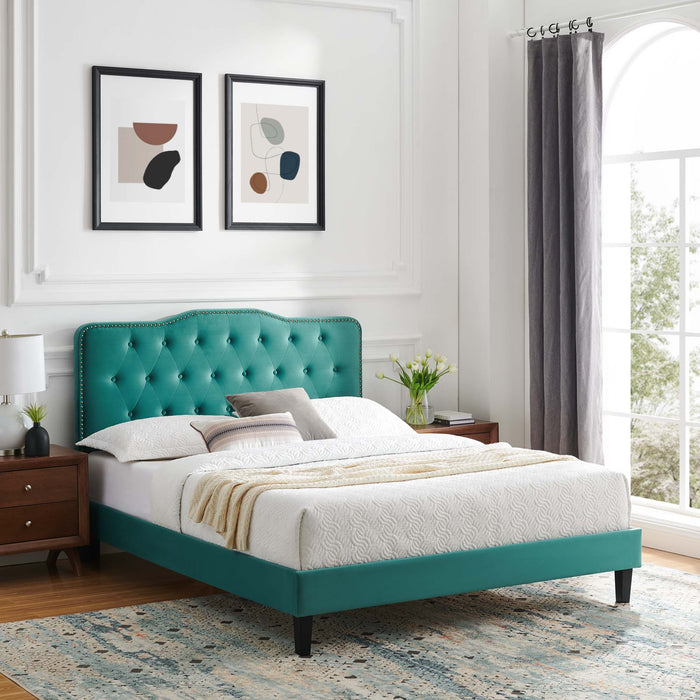 Amber Tufted Performance Velvet King Platform Bed